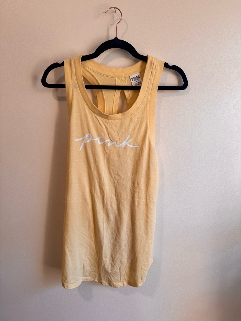 PINK Victoria's Secret Light Yellow Logo Tank - Picture 1 of 3